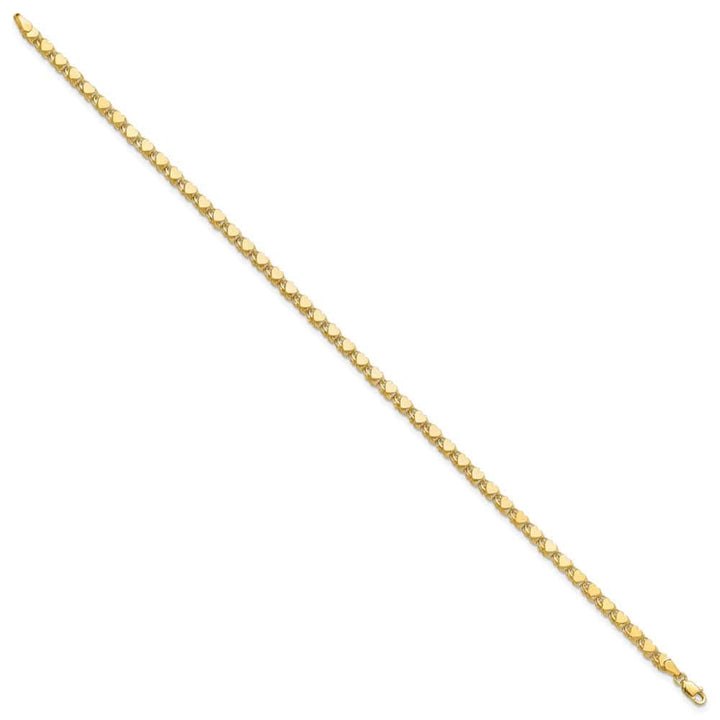 14K Yellow Gold Double-Sided Hearts Double Link 4 mm 9 Inch Anklet