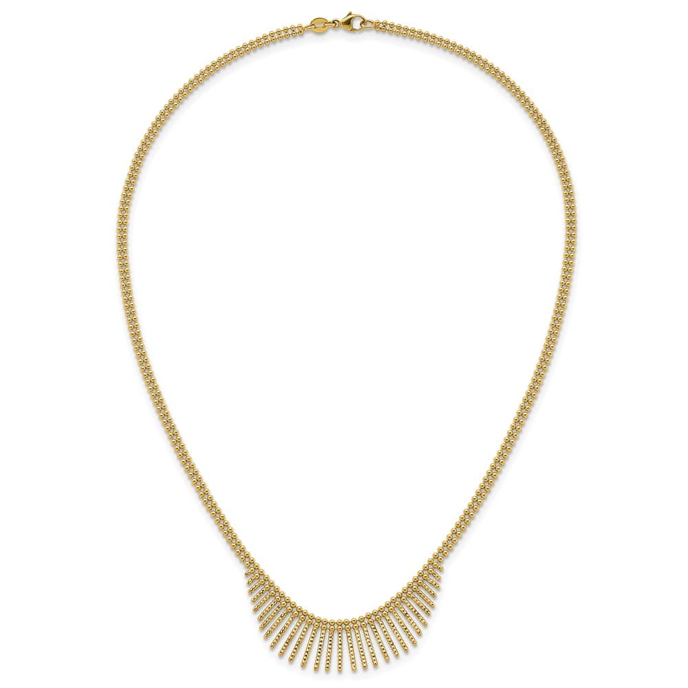 14K Yellow Gold Double Strand Multi Dangle 17 inch Necklace