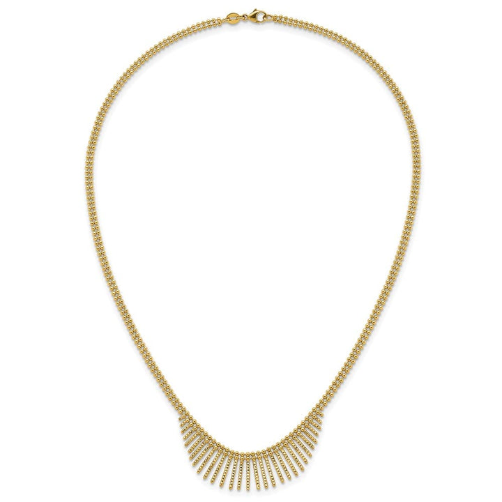 14K Yellow Gold Double Strand Multi Dangle 17 inch Necklace