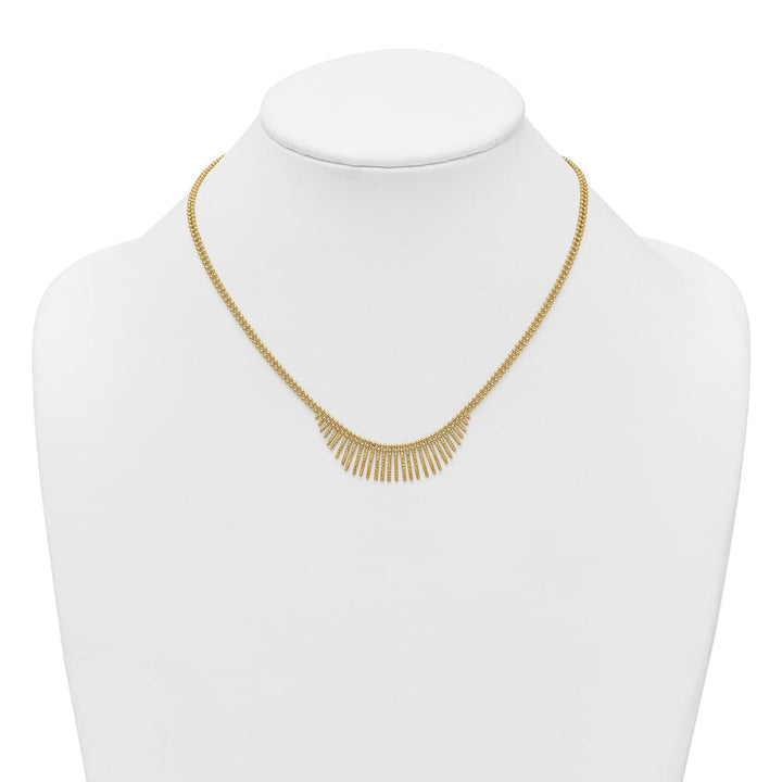 14K Yellow Gold Double Strand Multi Dangle 17 inch Necklace