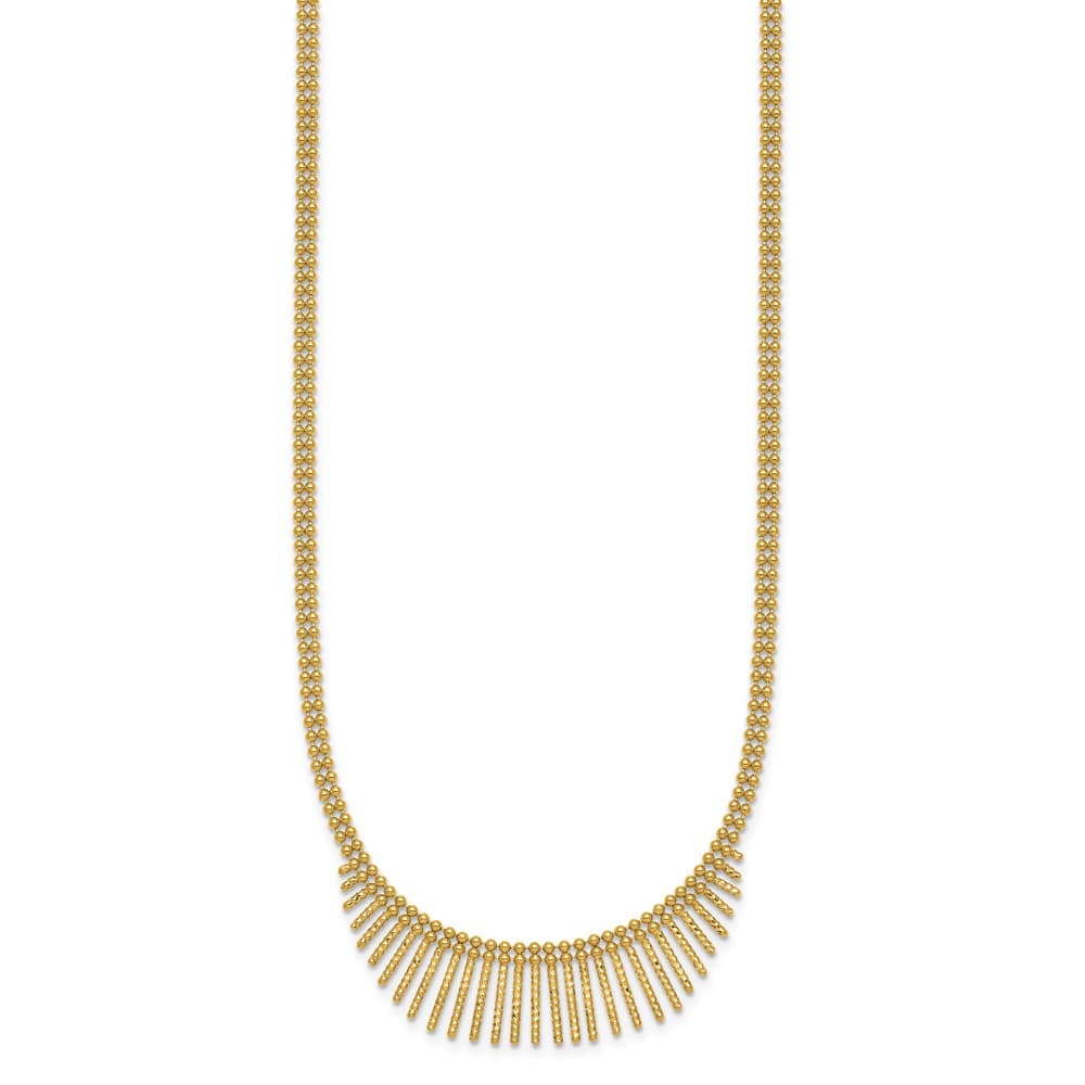 14K Yellow Gold Double Strand Multi Dangle 17 inch Necklace