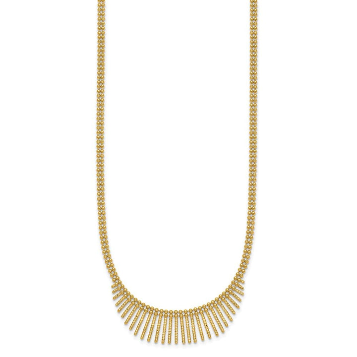14K Yellow Gold Double Strand Multi Dangle 17 inch Necklace