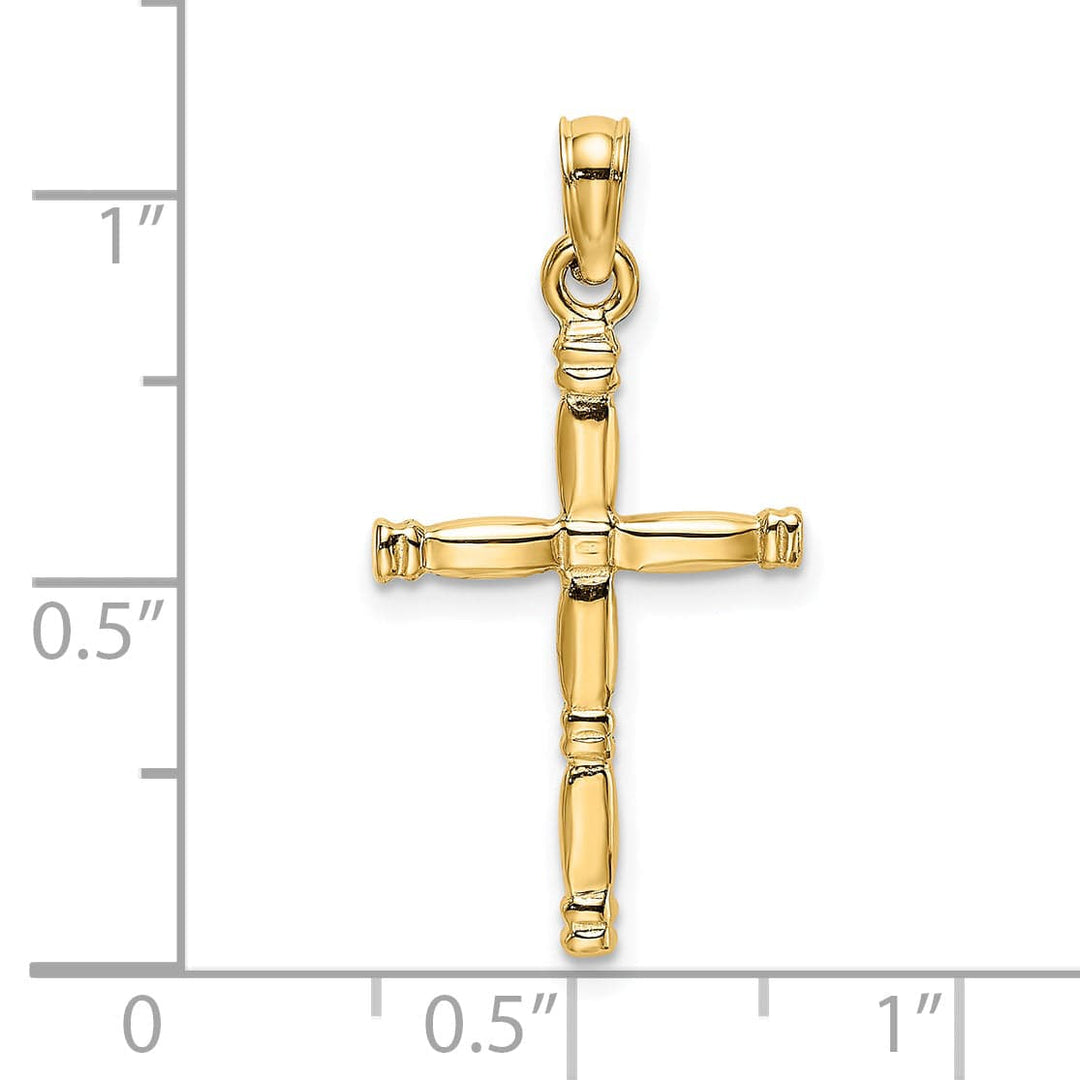 Lovely Rita's 14K Yellow Gold Elegant 3-D Polished Religious Latin Cross Pendant