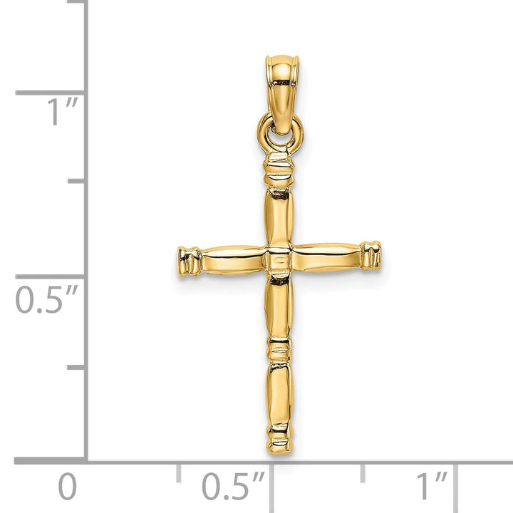 Lovely Rita's 14K Yellow Gold Elegant 3-D Polished Religious Latin Cross Pendant