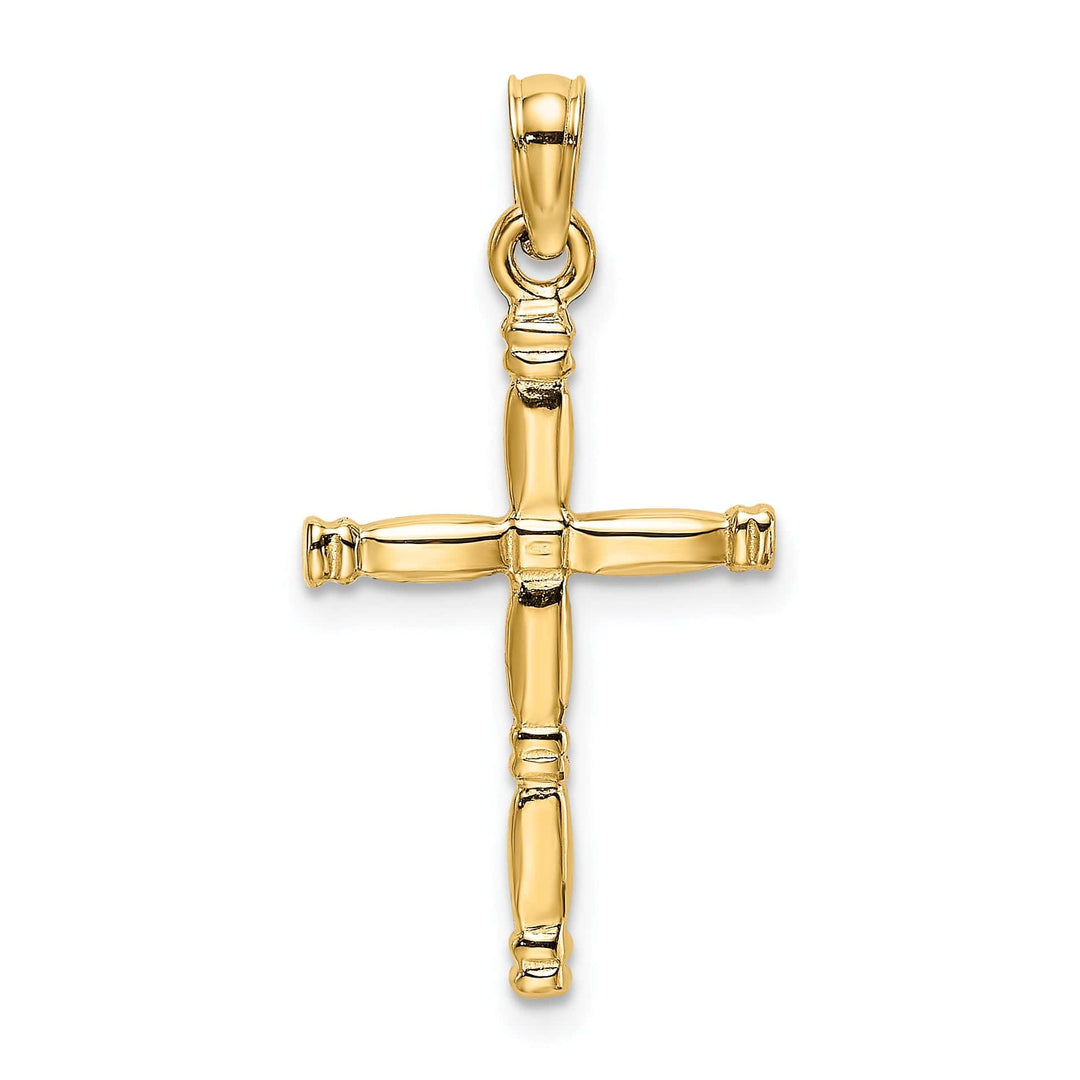 Lovely Rita's 14K Yellow Gold Elegant 3-D Polished Religious Latin Cross Pendant
