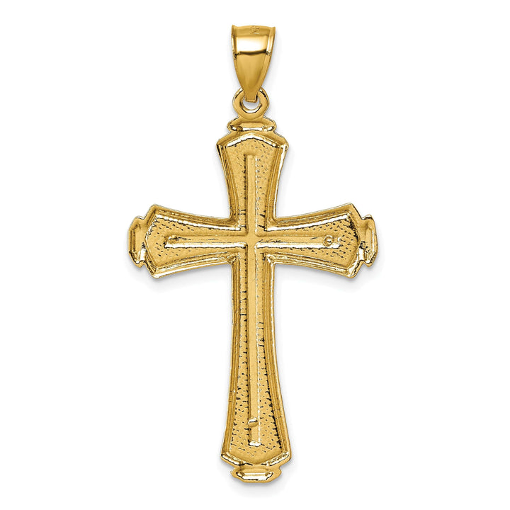Lovely Rita's 14K Yellow Gold Elegant D.C Textured Fancy Design Latin Cross Pendant