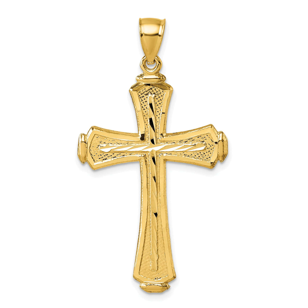 Lovely Rita's 14K Yellow Gold Elegant D.C Textured Fancy Design Latin Cross Pendant