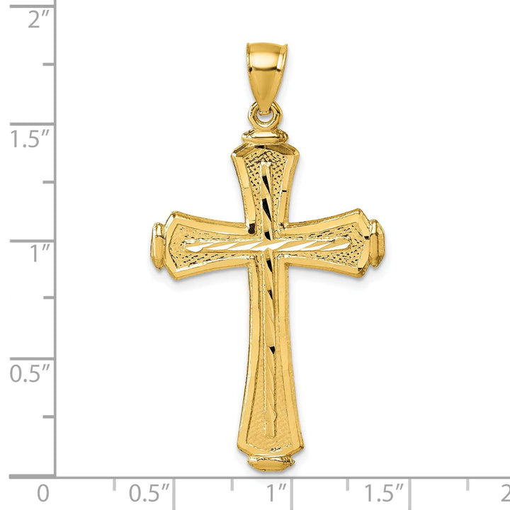 Lovely Rita's 14K Yellow Gold Elegant D.C Textured Fancy Design Latin Cross Pendant