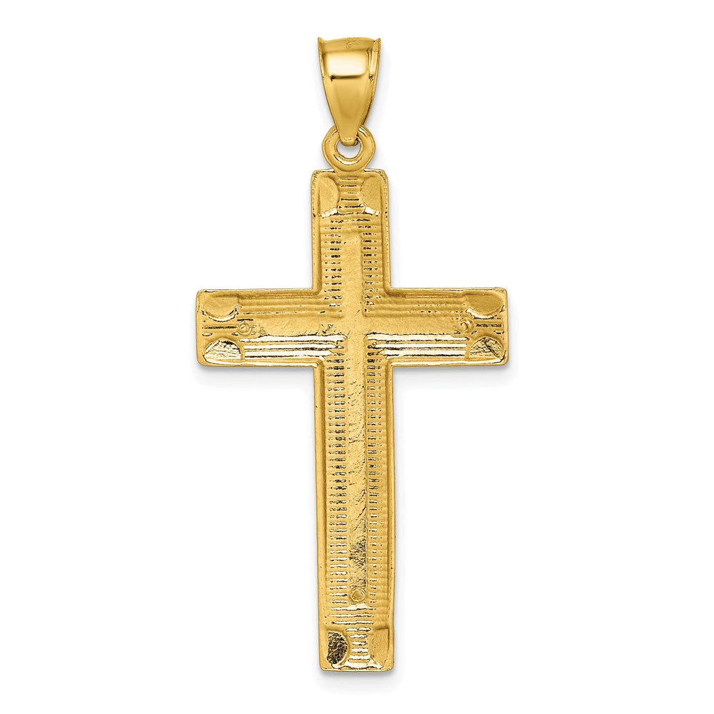 Lovely Rita's 14K Yellow Gold Elegant D.C Textured Fancy Latin Cross Pendant