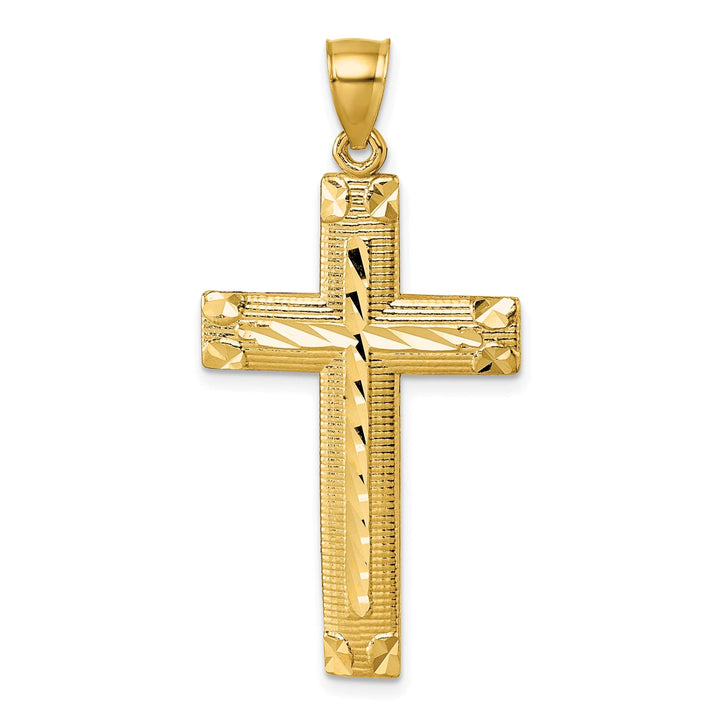 Lovely Rita's 14K Yellow Gold Elegant D.C Textured Fancy Latin Cross Pendant