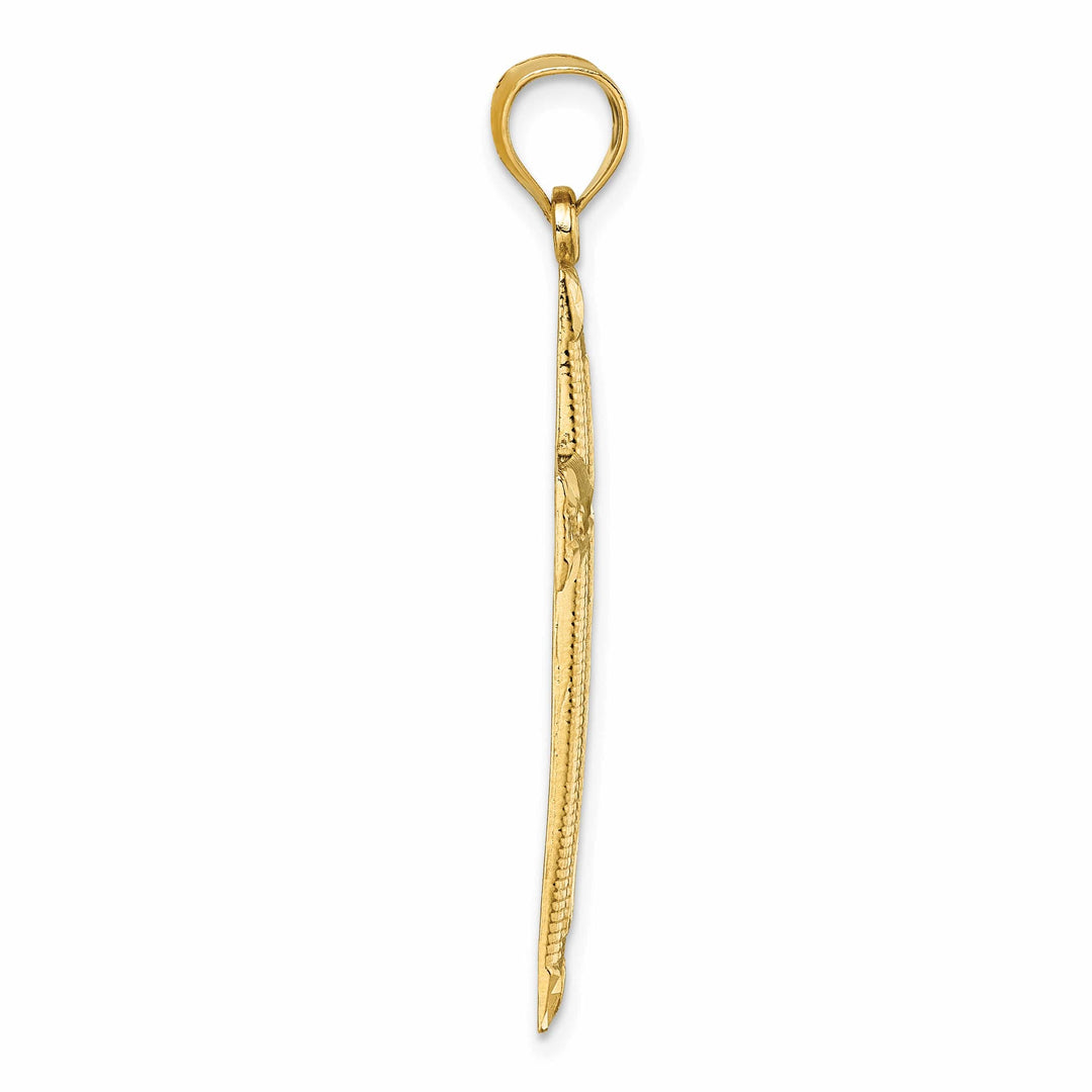 Lovely Rita's 14K Yellow Gold Elegant D.C Textured Fancy Latin Cross Pendant