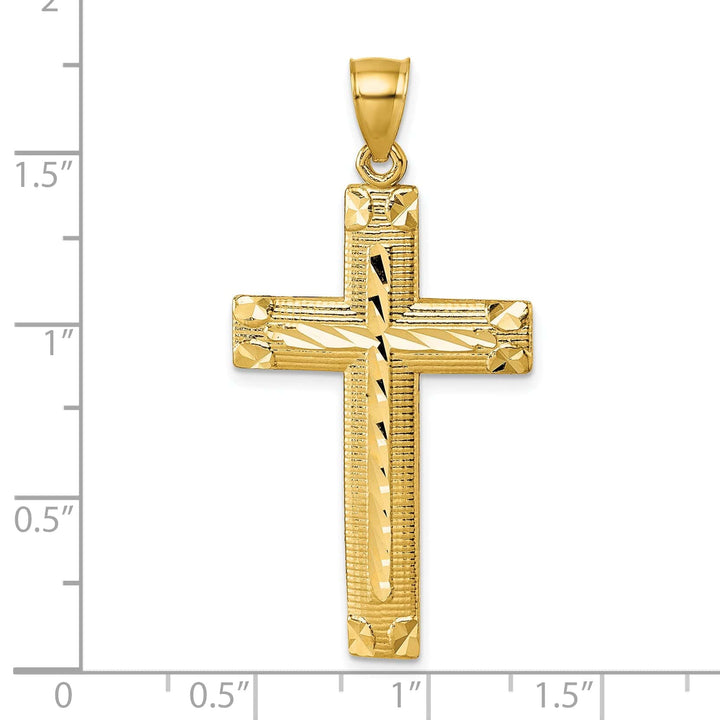 Lovely Rita's 14K Yellow Gold Elegant D.C Textured Fancy Latin Cross Pendant
