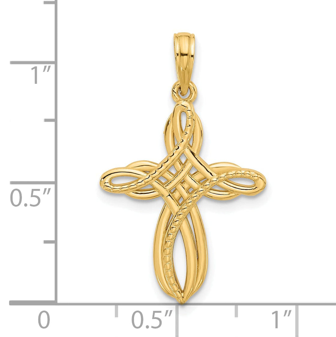Lovely Rita's 14K Yellow Gold Elegant Fancy Entwined Design Latin Cross Pendant