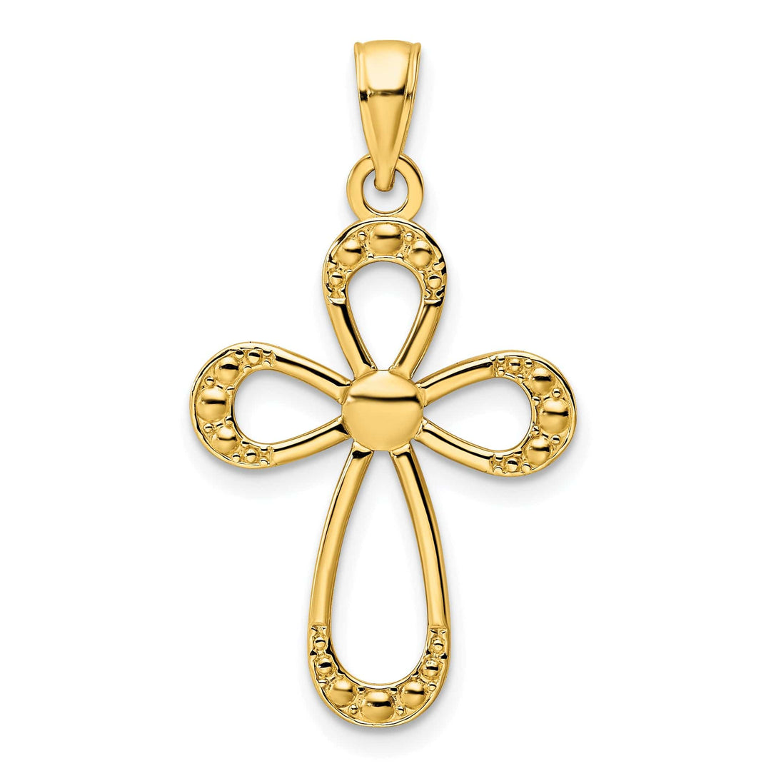 Lovely Rita's 14K Yellow Gold Elegant Polished Beaded Religious Latin Cross Pendant