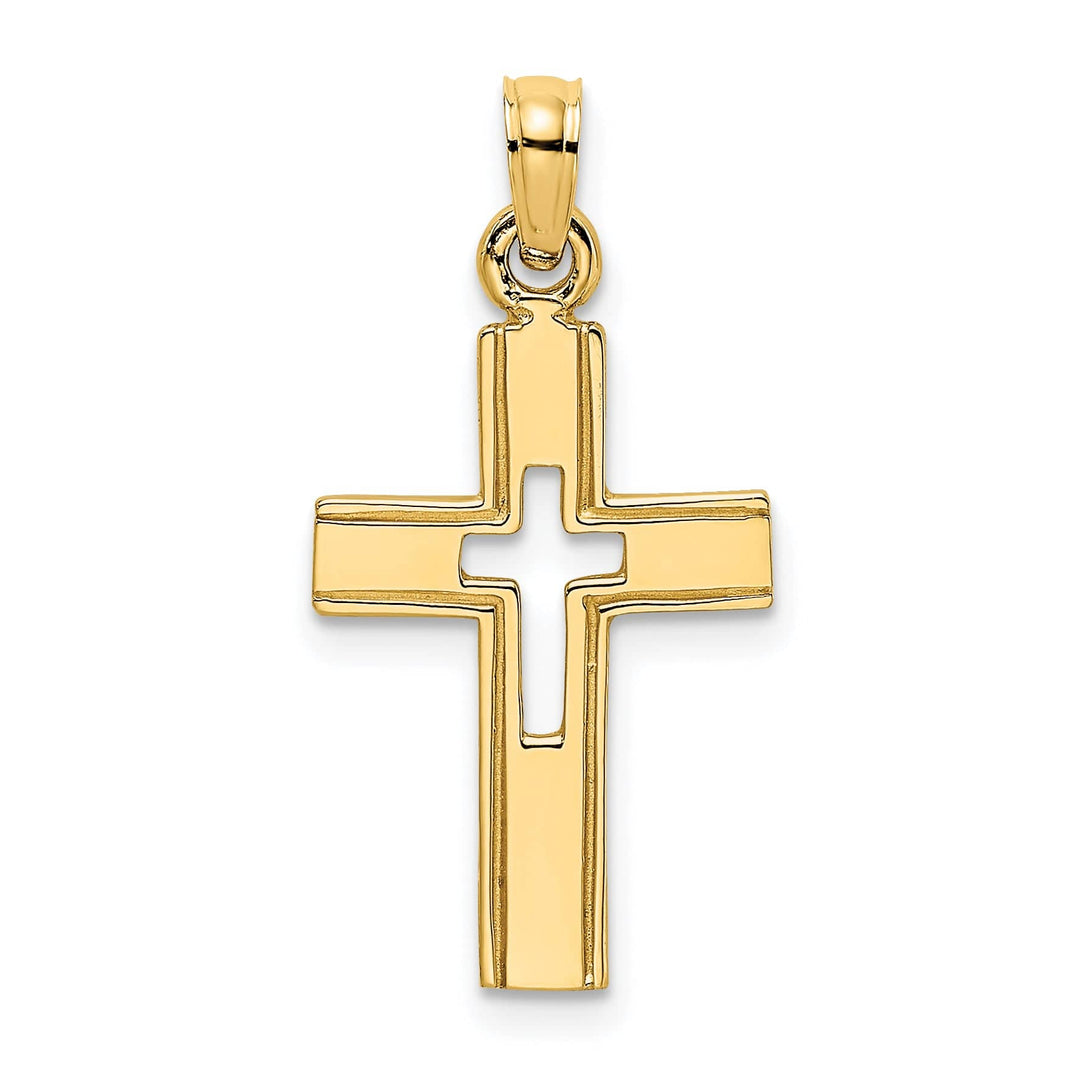Lovely Rita's 14K Yellow Gold Elegant Polished Cut-Out Religious Latin Cross Pendant