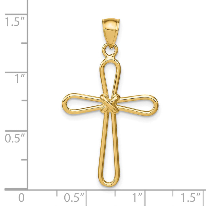 Lovely Rita's 14K Yellow Gold Elegant Rounded Cross Center Latin Cross Pendant