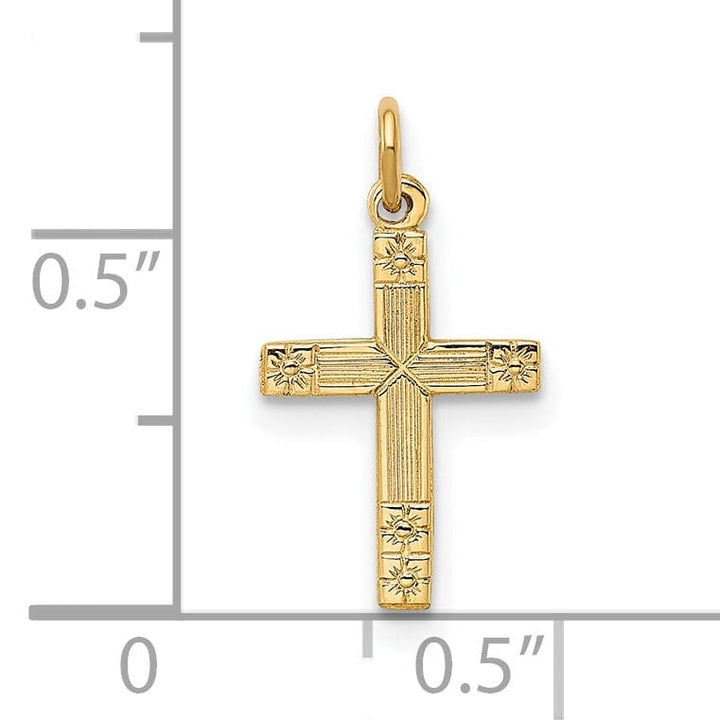 Lovely Rita's 14K Yellow Gold Elegant Textured Detailed Latin Cross Pendant