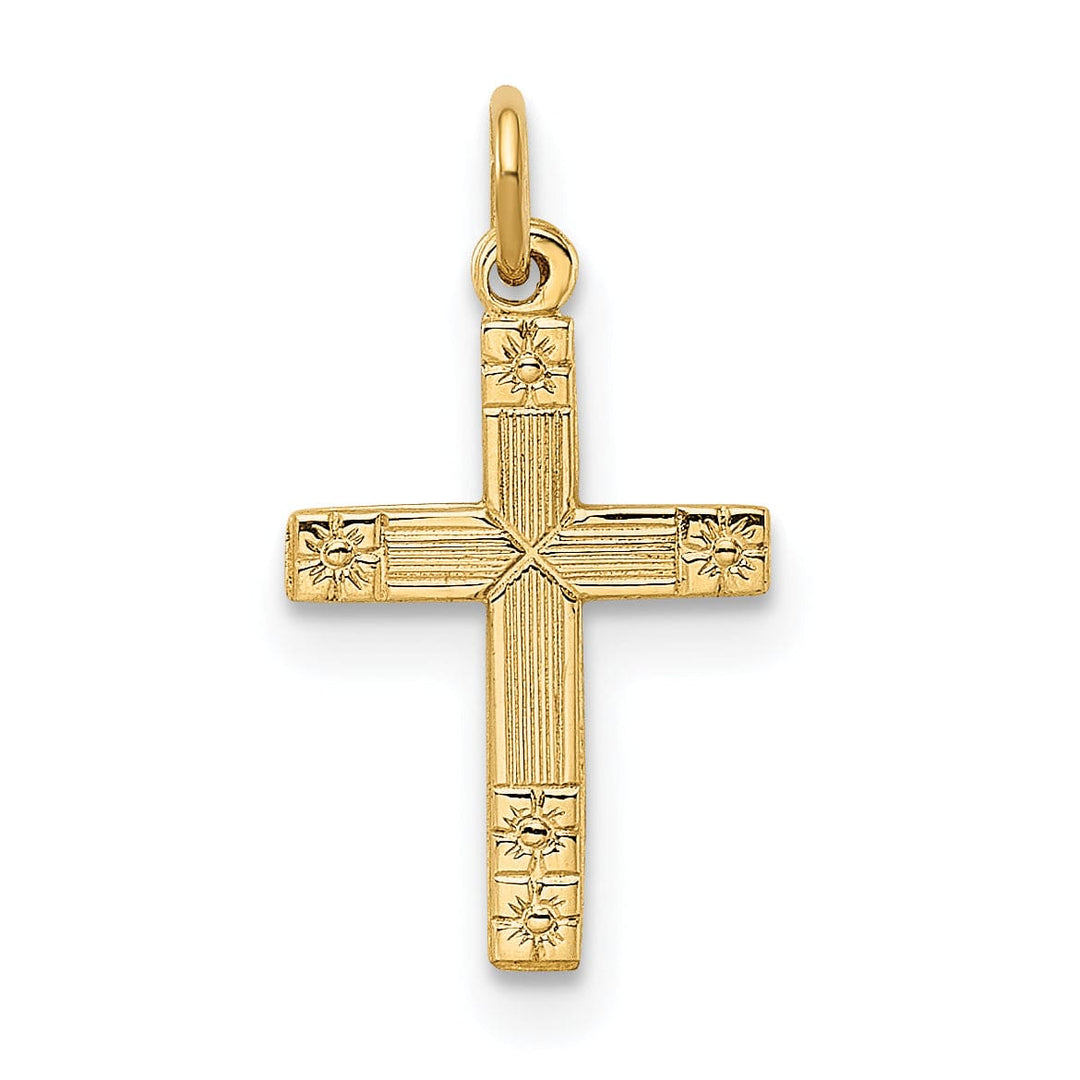 Lovely Rita's 14K Yellow Gold Elegant Textured Detailed Latin Cross Pendant