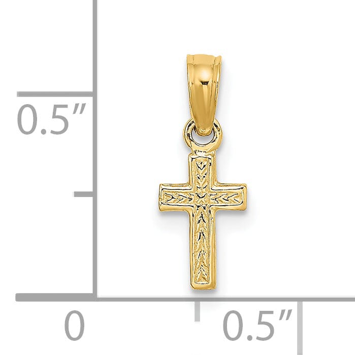 Lovely Rita's 14K Yellow Gold Elegant Textured Mini Religious Latin Cross Pendant