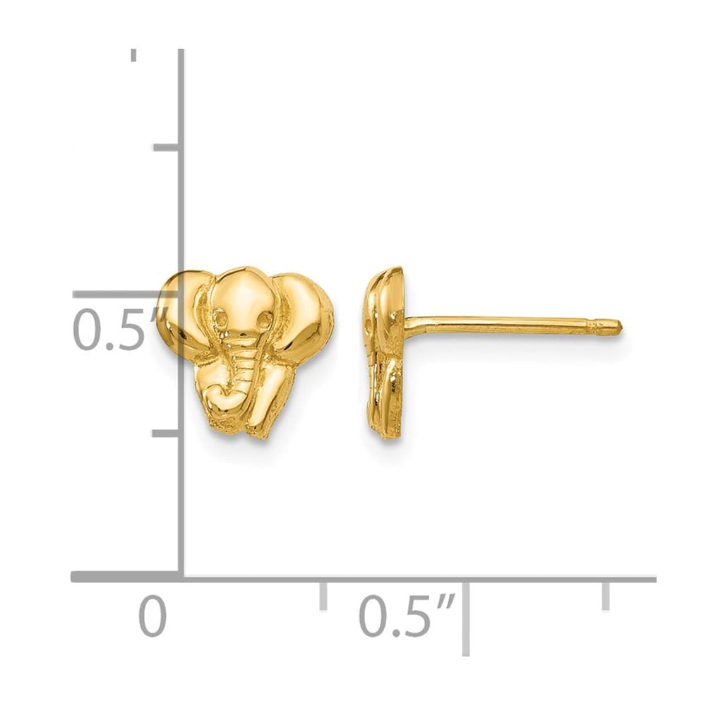 14K Yellow Gold Elephant Earrings, view 4 of 4