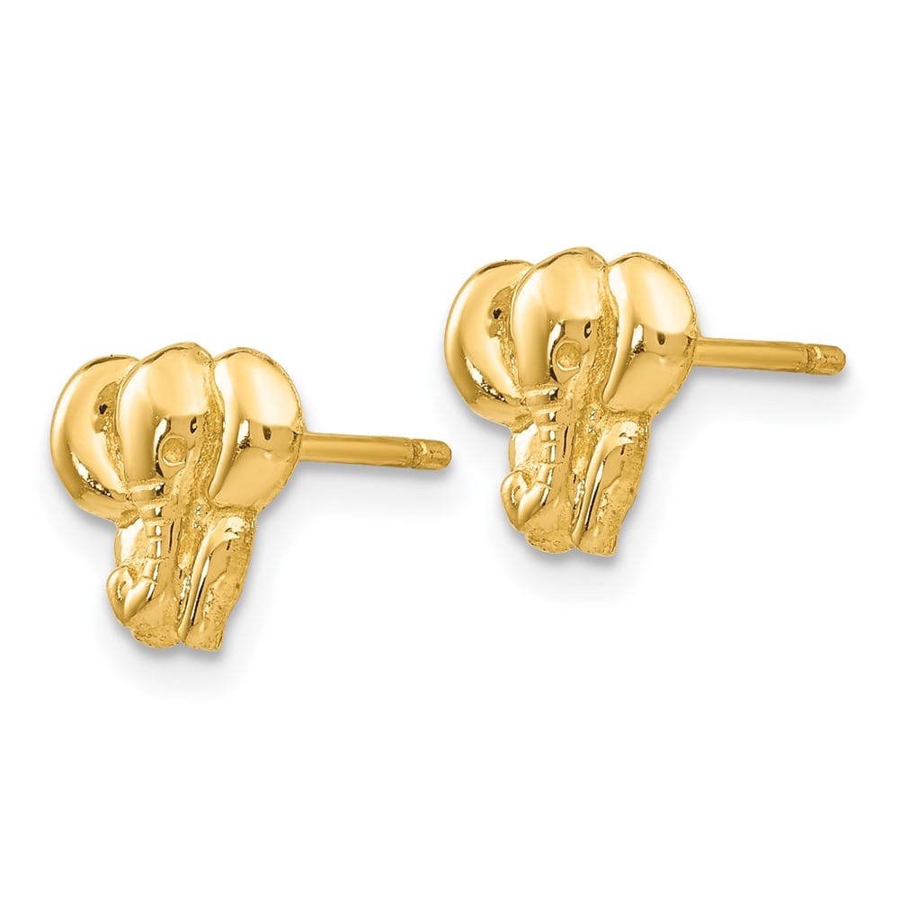 14K Yellow Gold Elephant Earrings, view 2 of 4