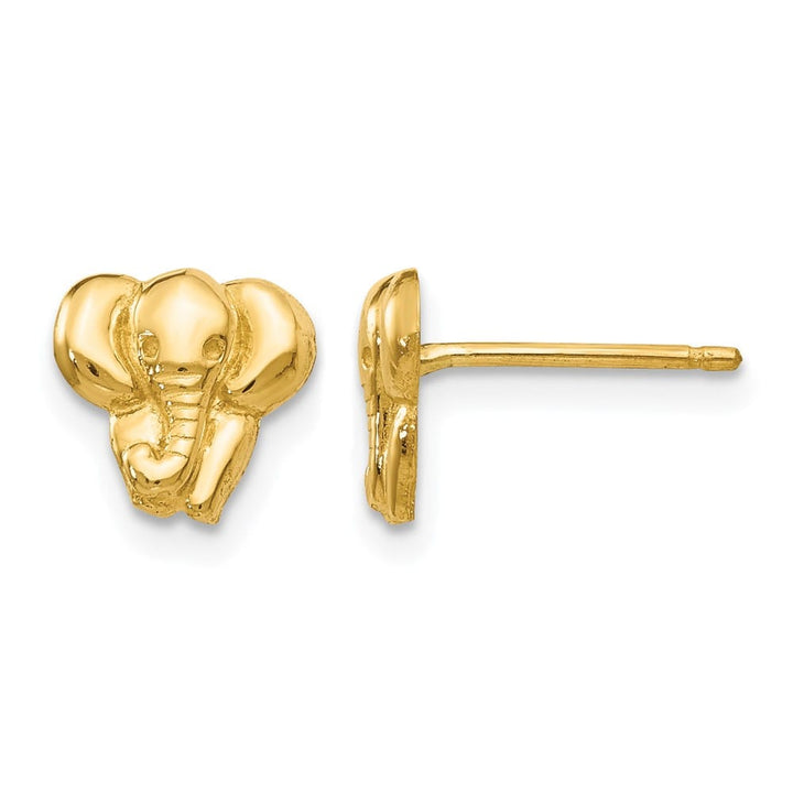 14K Yellow Gold Elephant Earrings, view 1 of 4