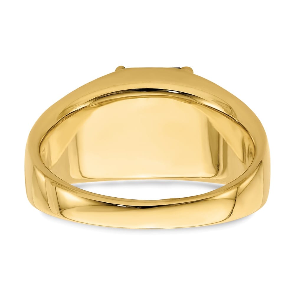 14k Yellow Gold Emerald-cut Lab-Created Ruby Diamond Men's Ring