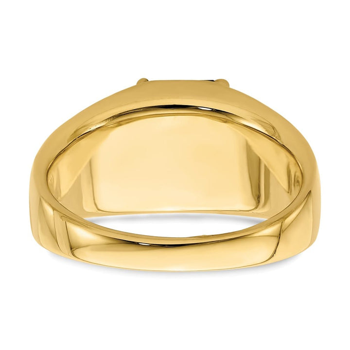 14k Yellow Gold Emerald-cut Lab-Created Ruby Diamond Men's Ring
