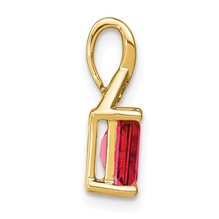 14K Yellow Gold Emerald-shape Ruby and Diamond Pendant
