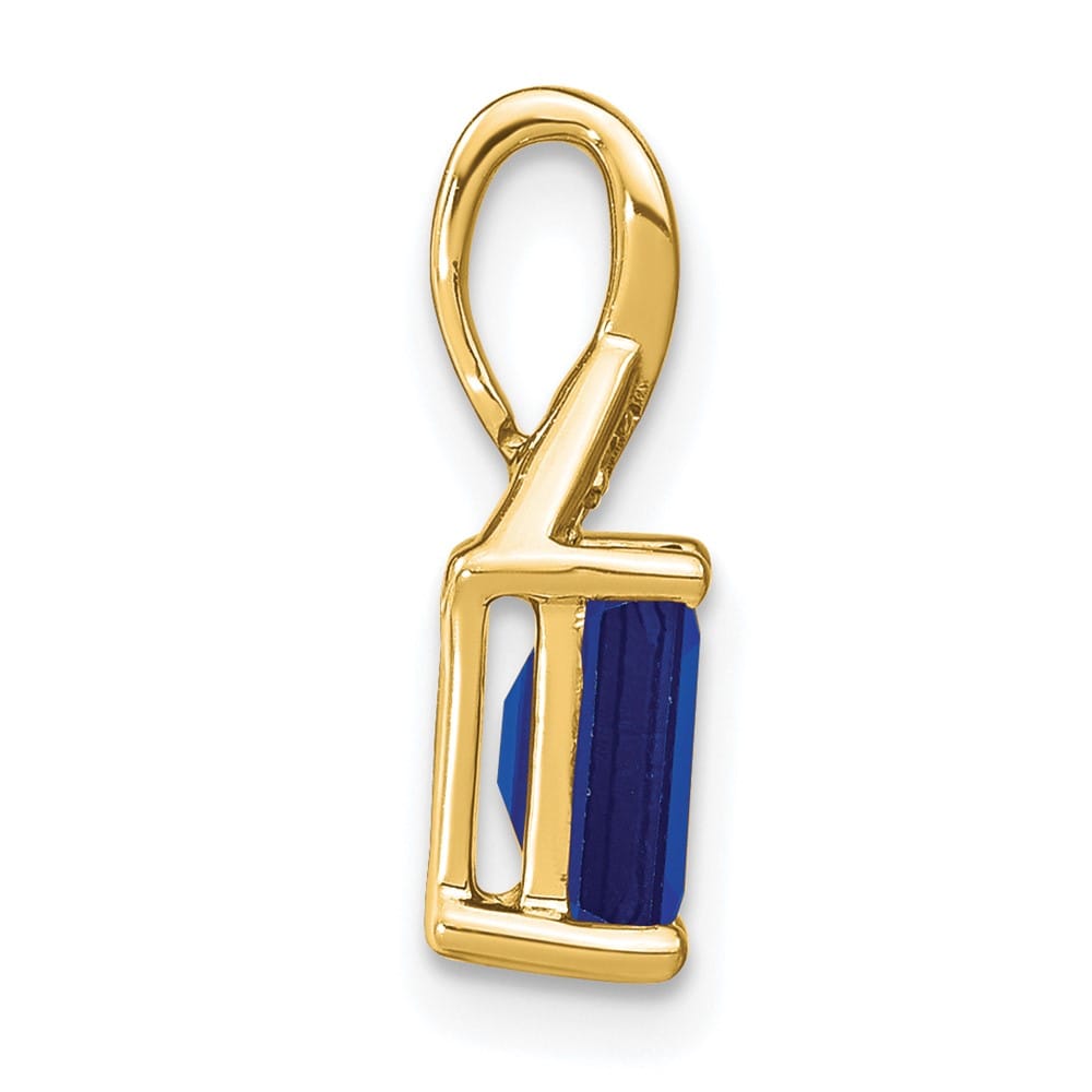 14K Yellow Gold Emerald-shape Sapphire and Diamond Pendant