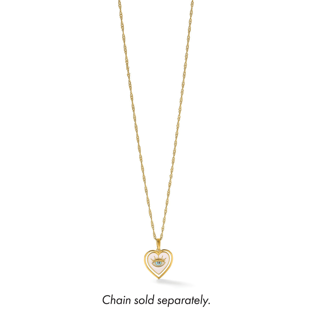 14K Yellow Gold Enamel Eye in Heart Charm