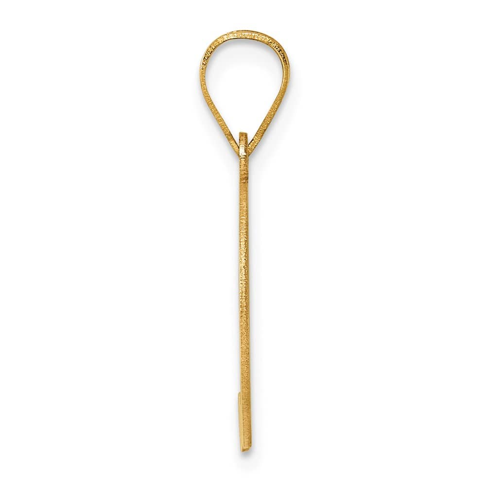 14k Yellow Gold Etched Finish Block Letter Q Initial Design Pendant