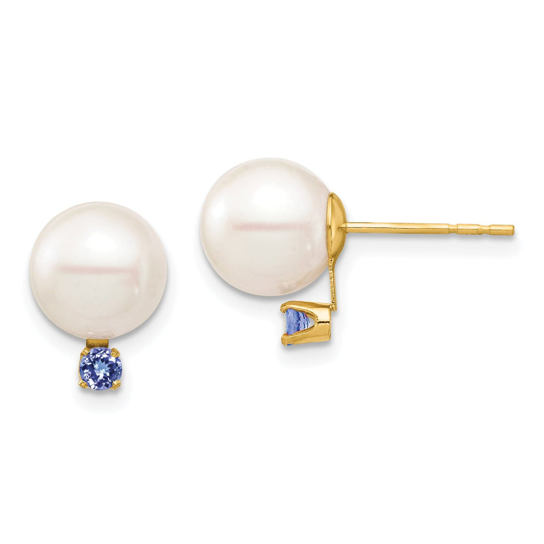 14K Yellow Gold Exquisite 8-8.5mm Freshwater Pearl  Studs