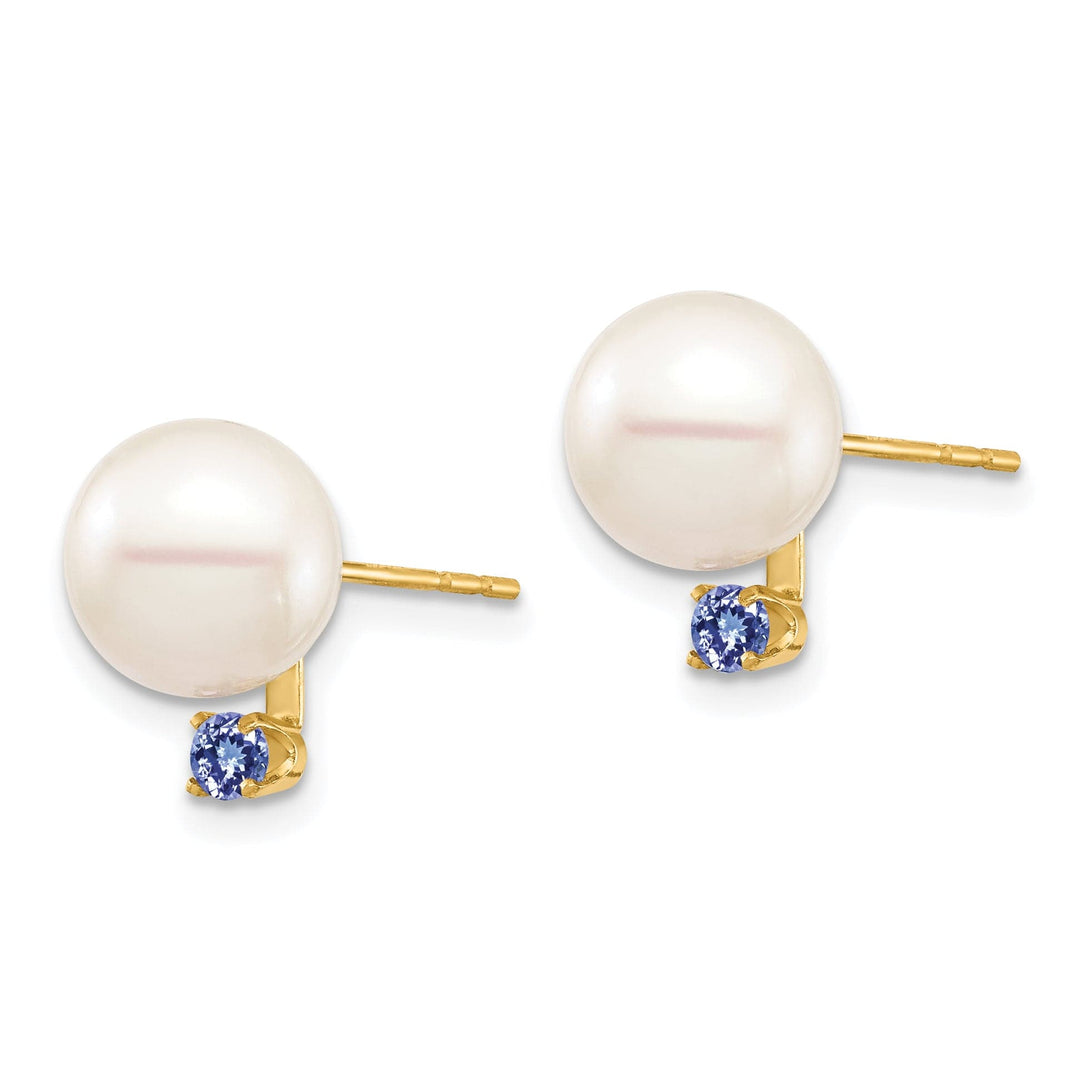 14K Yellow Gold Exquisite 8-8.5mm Freshwater Pearl  Studs