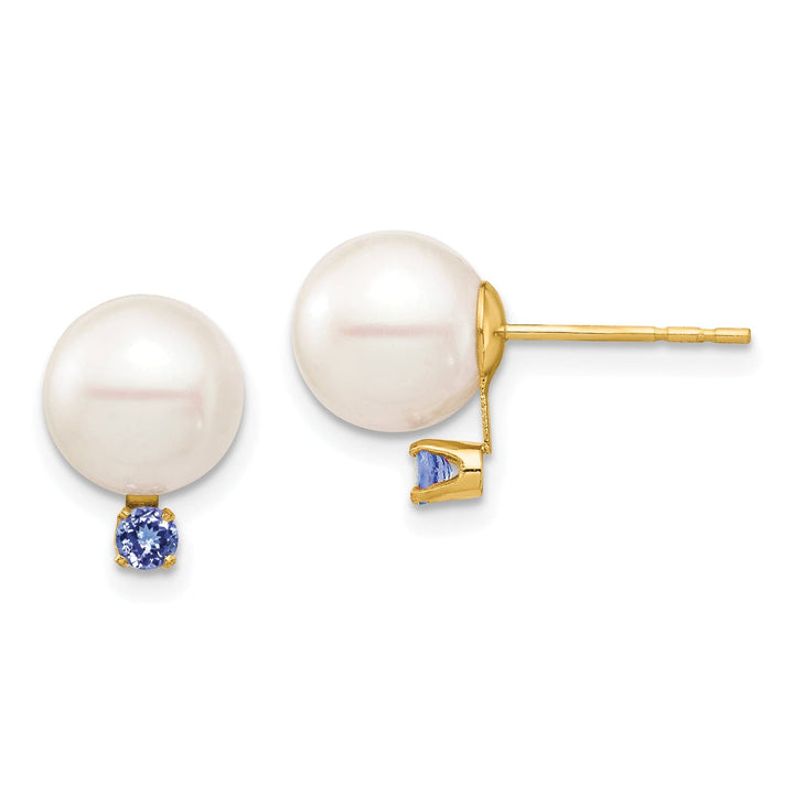 14K Yellow Gold Exquisite 8-8.5mm Freshwater Pearl  Studs
