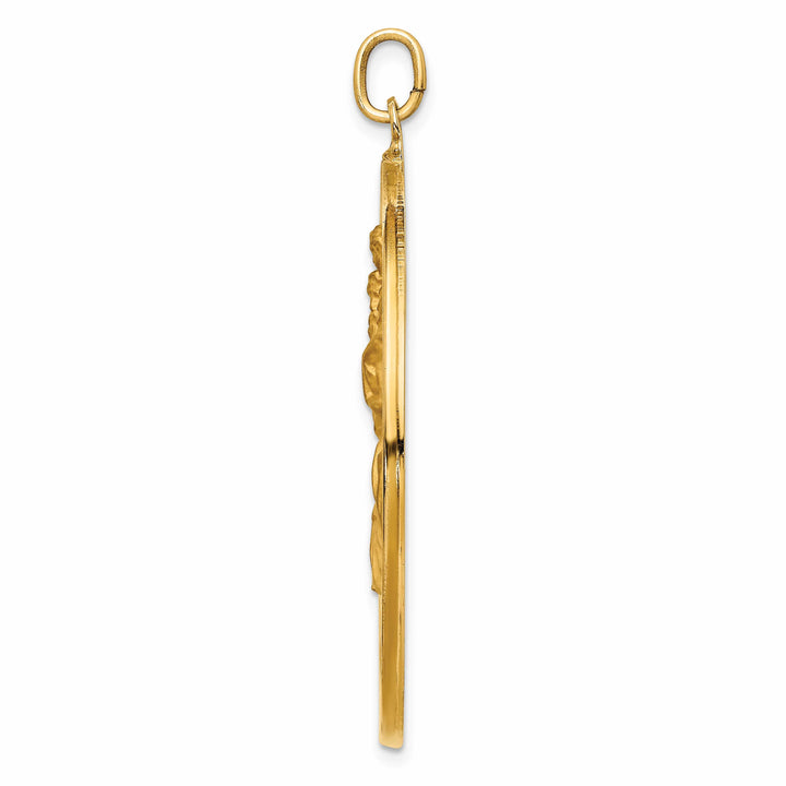 14K Yellow Gold Extra Large Cut-out St. Christopher Medal Round