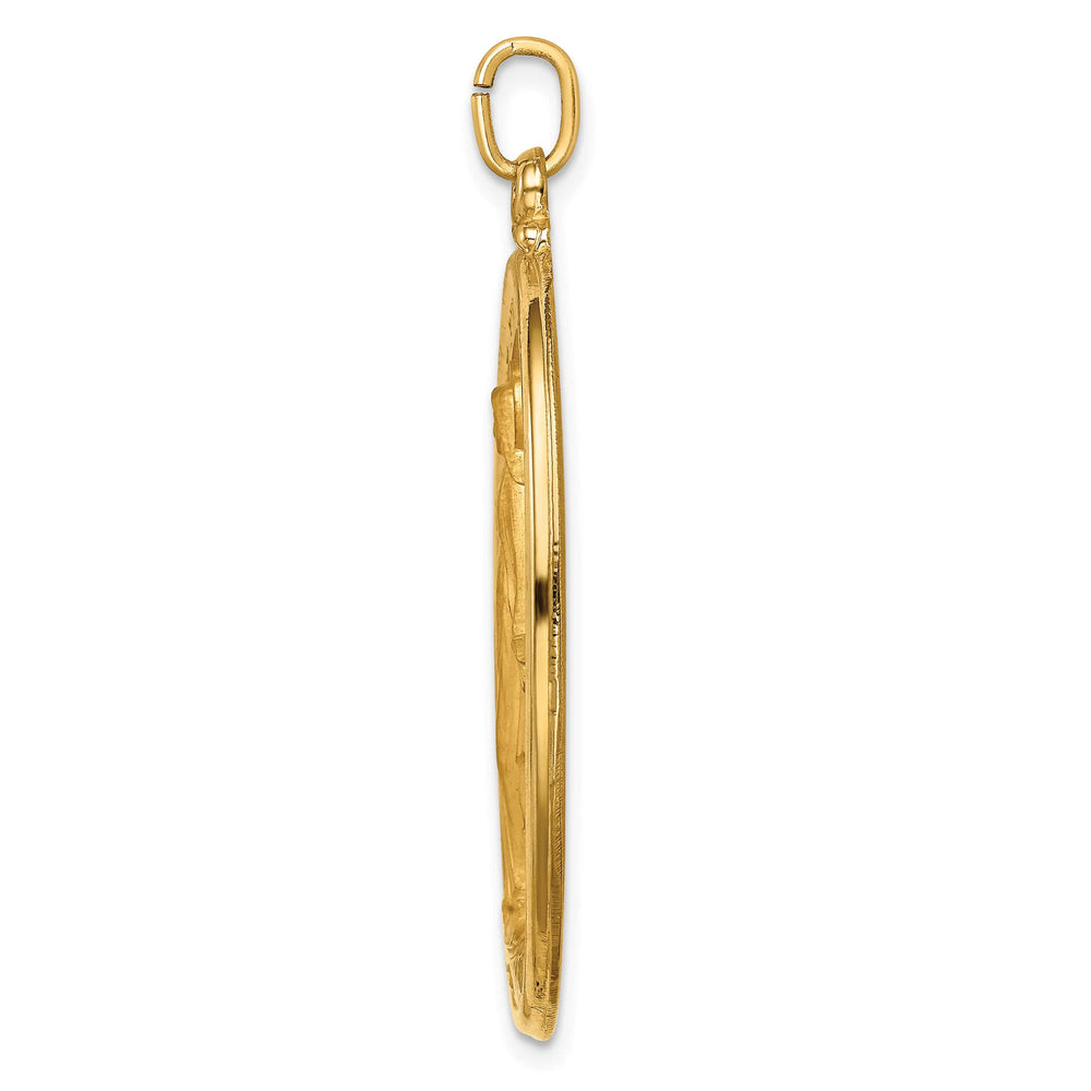 14K Yellow Gold Extra Large Miraculous Medal Oval Pendant