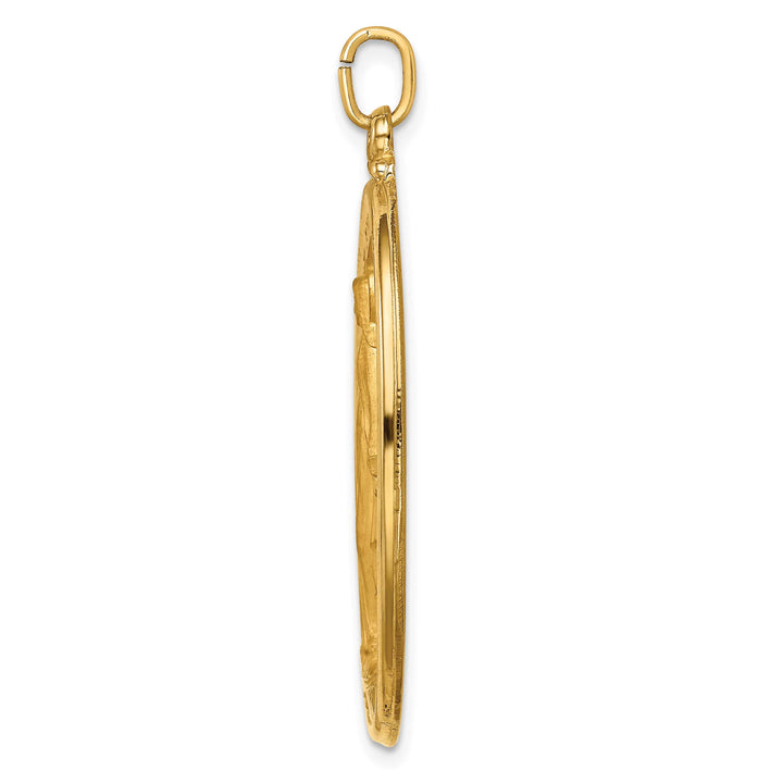 14K Yellow Gold Extra Large Miraculous Medal Oval Pendant