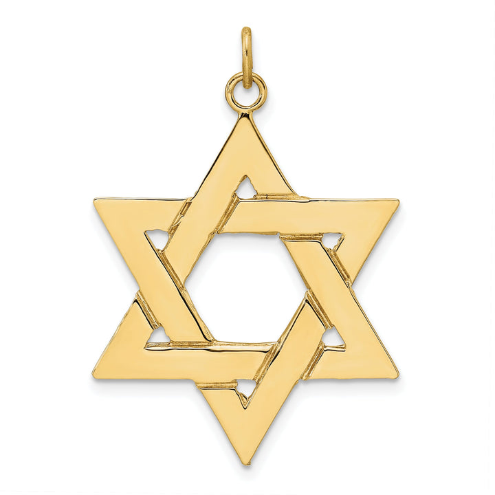 14K Yellow Gold Extra Large Polished Solid Star of David Pendant