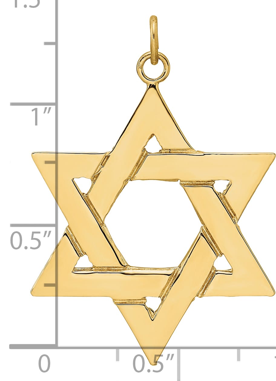 14K Yellow Gold Extra Large Polished Solid Star of David Pendant