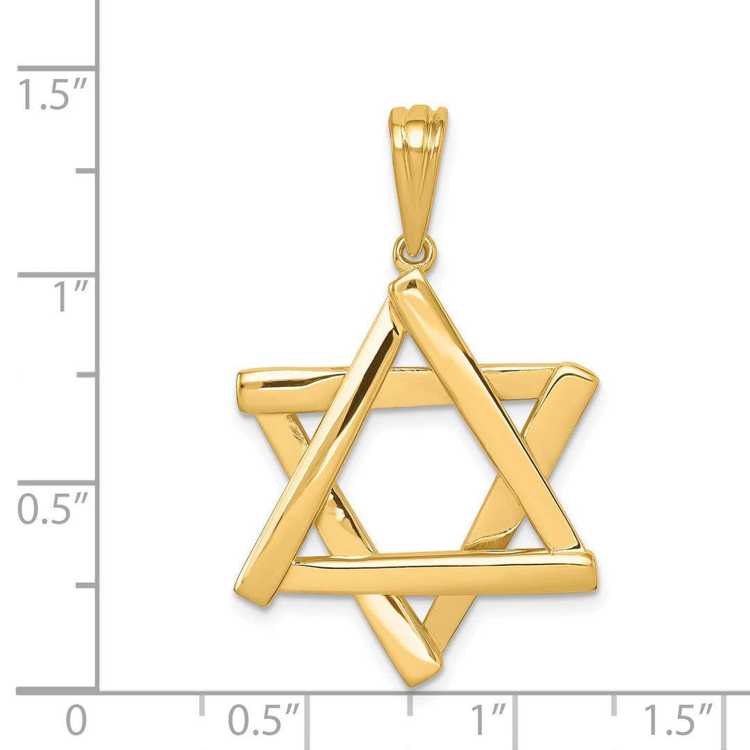 14K Yellow Gold Extra Large Solid Star of David Pendant