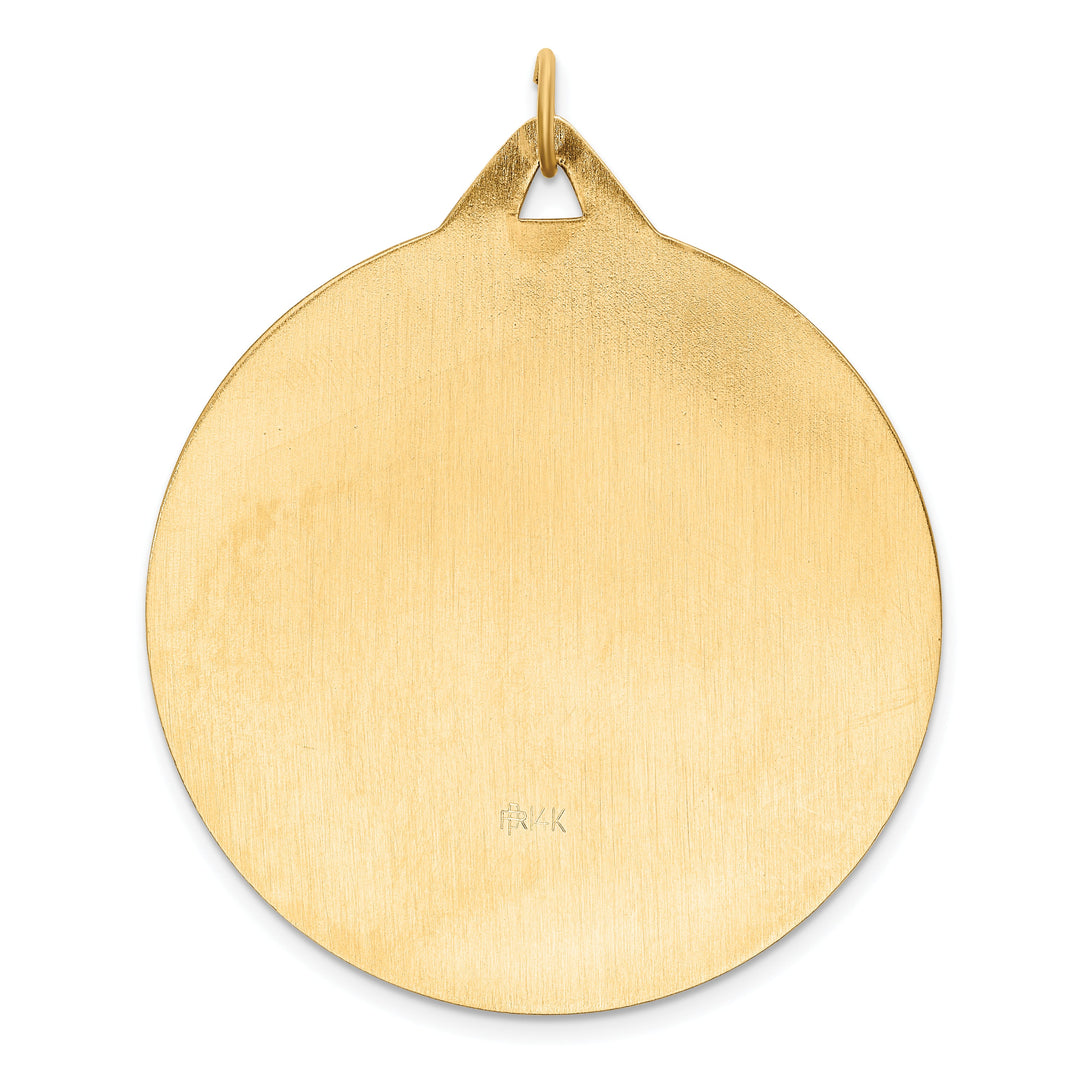 14K Yellow Gold Extra Large St. Christopher Medal Round Pendant