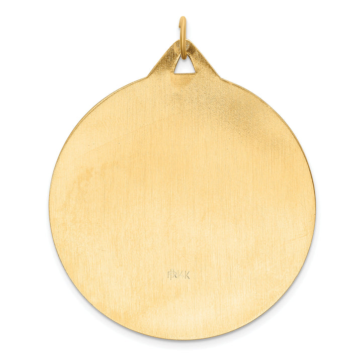 14K Yellow Gold Extra Large St. Christopher Medal Round Pendant
