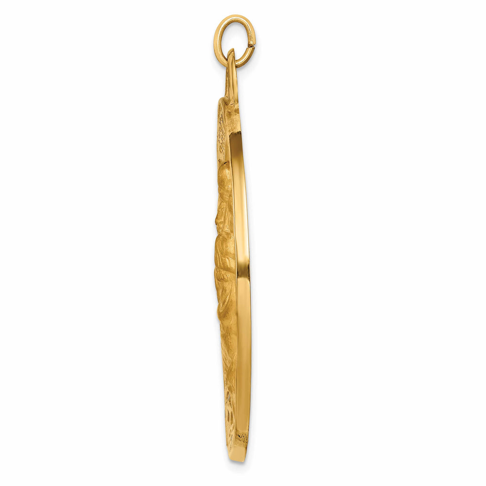 14K Yellow Gold Extra Large St. Christopher Medal Round Pendant