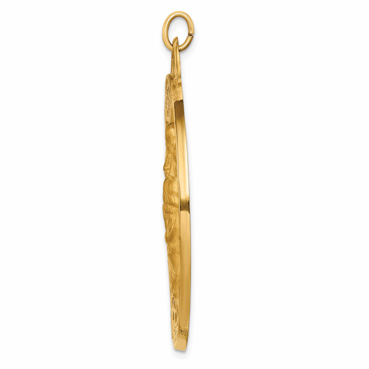 14K Yellow Gold Extra Large St. Christopher Medal Round Pendant