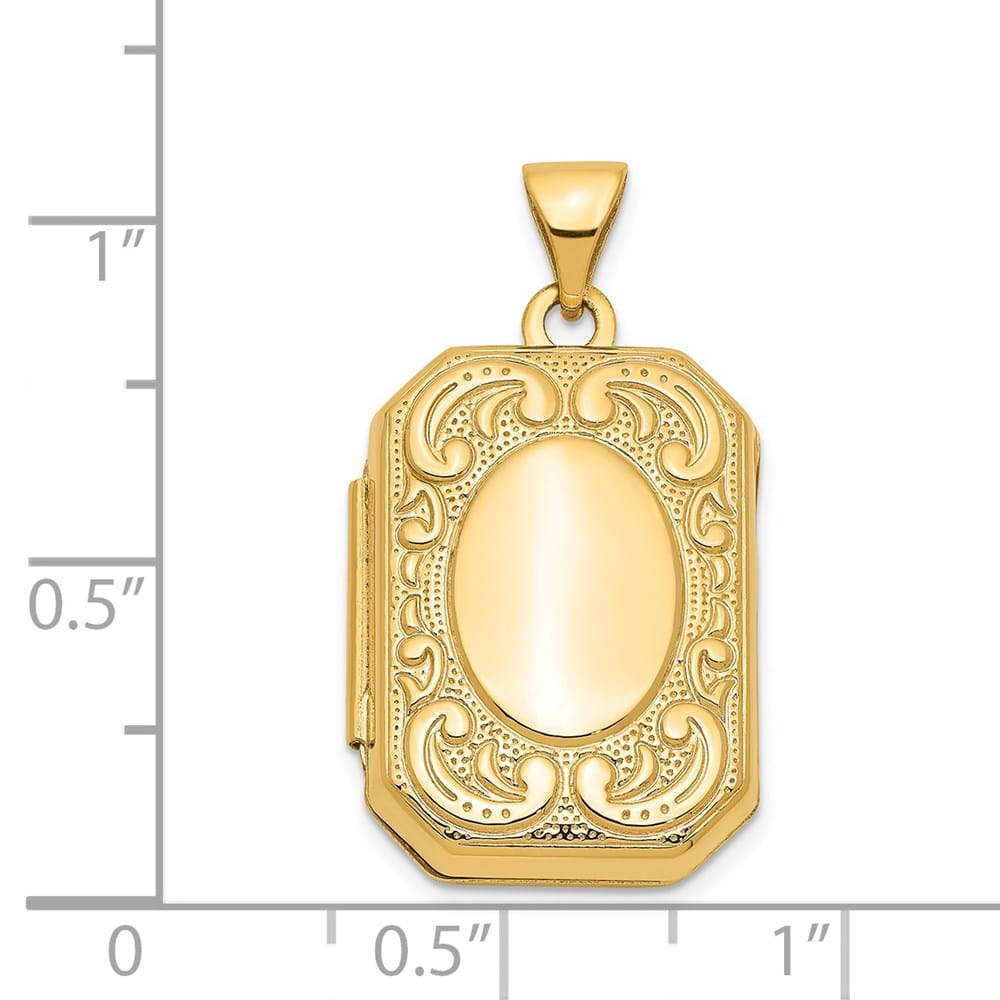 14K Yellow Gold Fancy Border 20x15mm Rectangle Locket