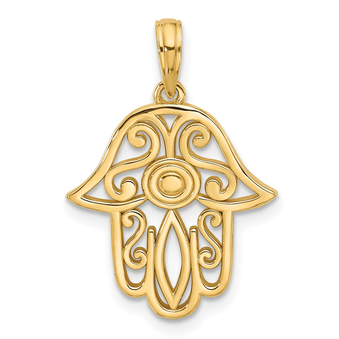 14K Yellow Gold Fancy Hamsa Hand Charm