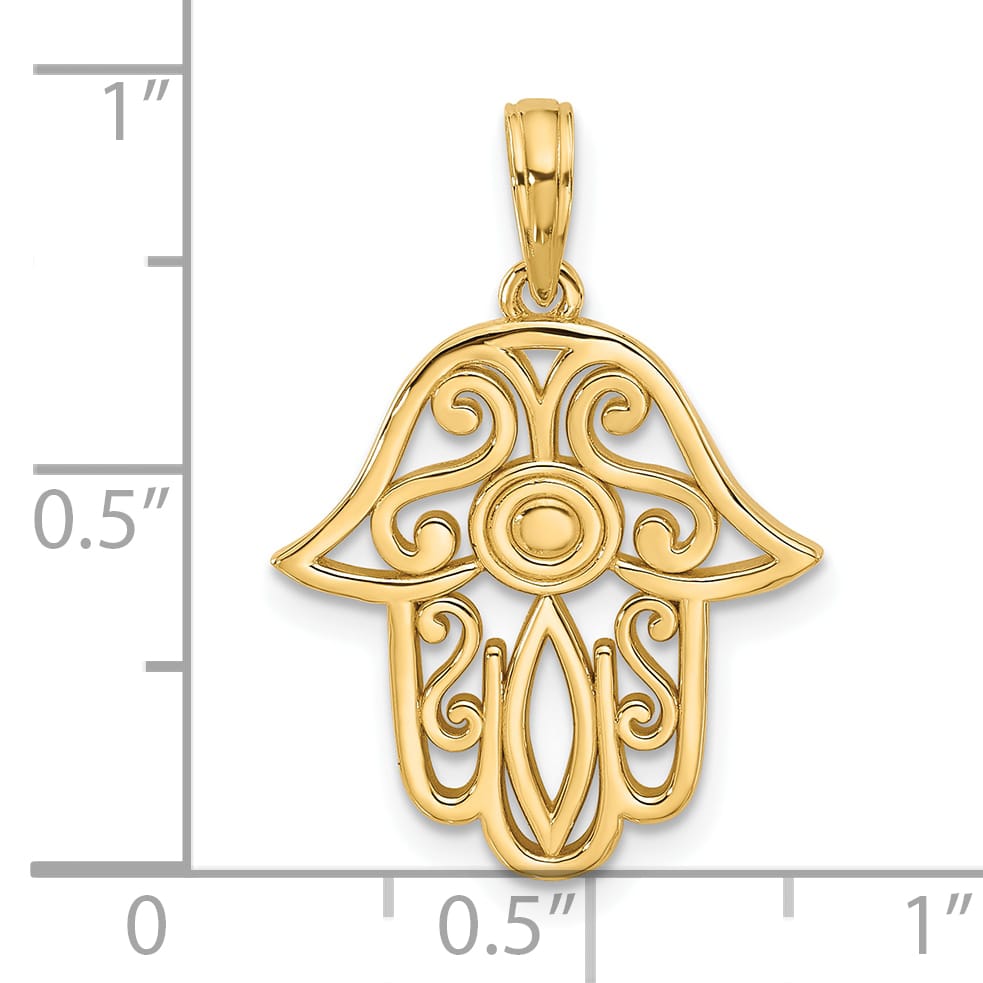 14K Yellow Gold Fancy Hamsa Hand Charm
