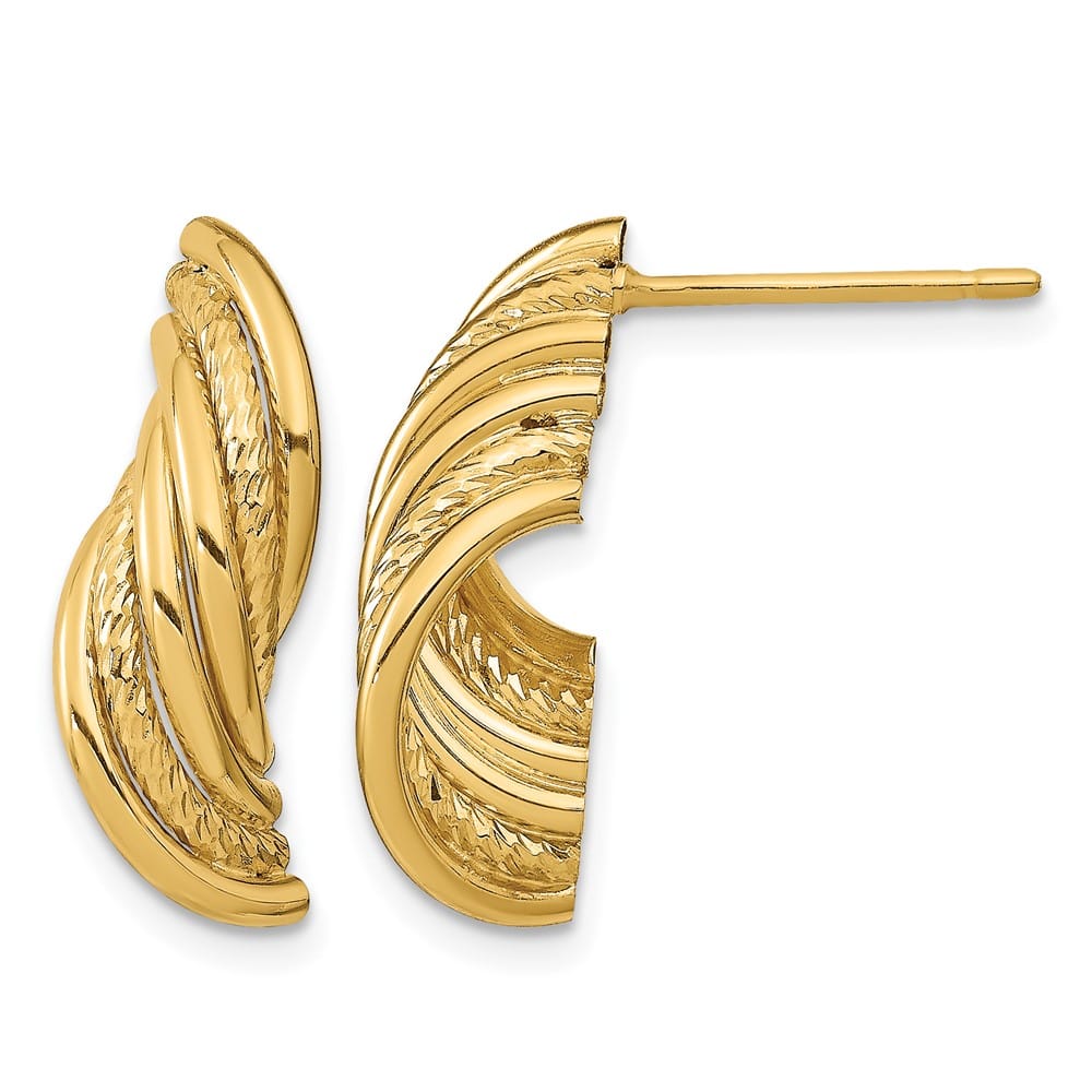 14K Yellow Gold Fancy Polished D.C. Twisted Dangle Post Earrings, view 1 of 4