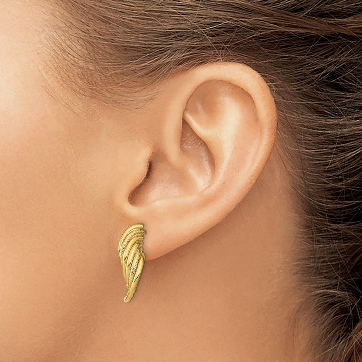 14K Yellow Gold Fancy Polished D.C. Twisted Dangle Post Earrings, view 3 of 4